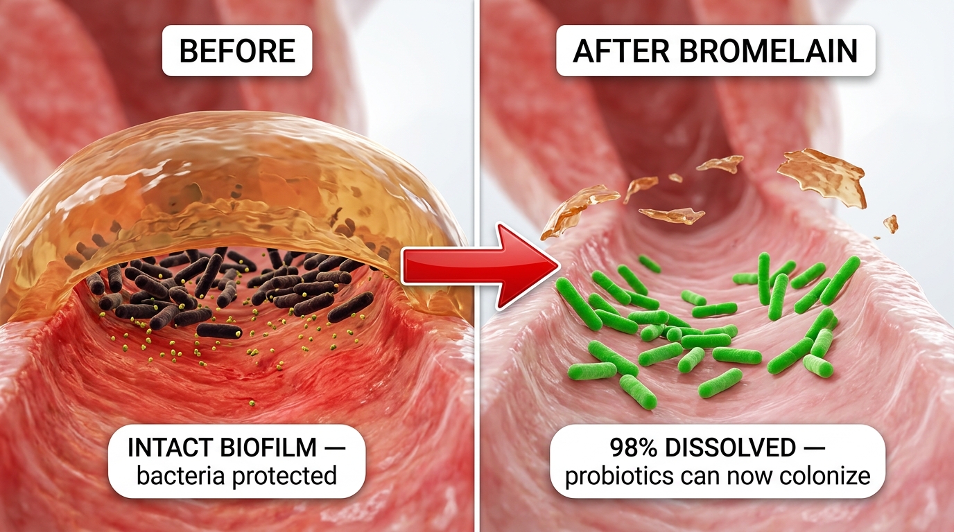 98% of biofilm dissolved by stem-derived bromelain