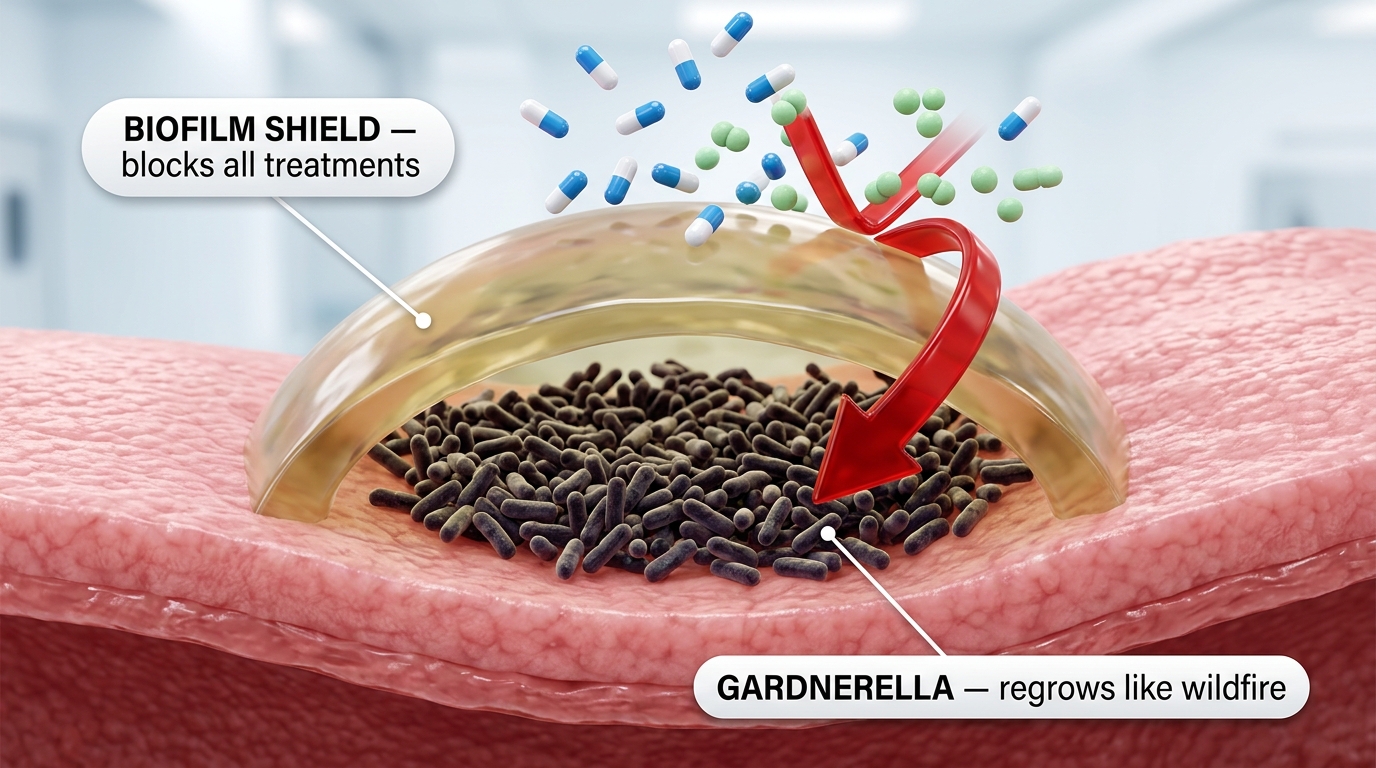 The sticky biofilm that shields bad bacteria from antibiotics and probiotics