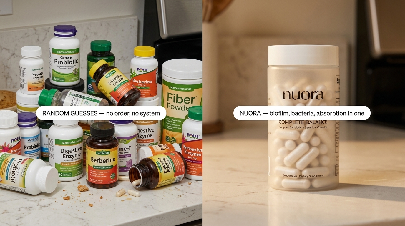 From a cabinet full of guesses to one capsule designed for the real problem.