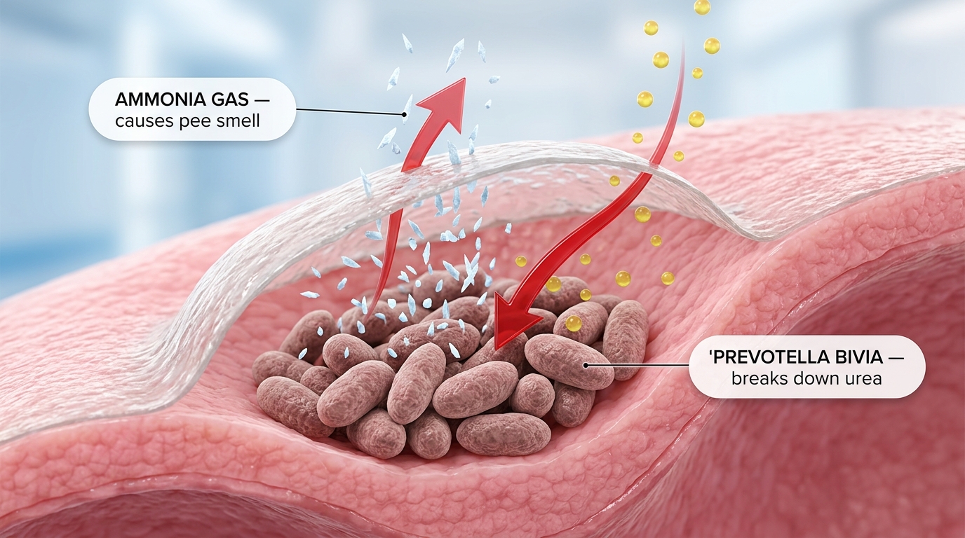 Prevotella bivia bacteria convert urea into ammonia gas while protected under biofilm