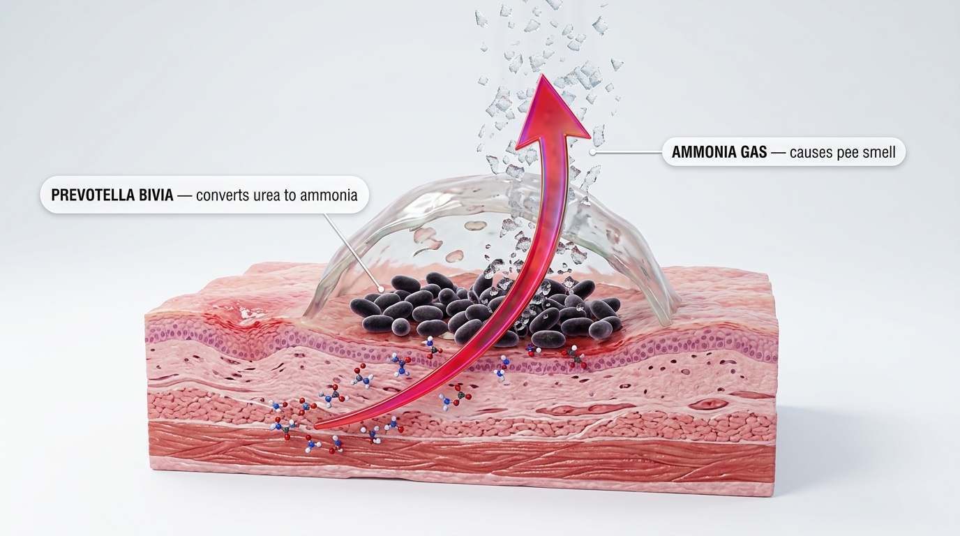 Prevotella bivia bacteria convert urea into ammonia gas while hidden under biofilm